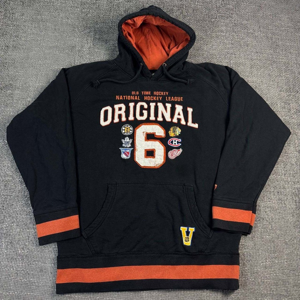 Old Time Hockey NHL Original 6 Hoodie Mens XL Black Orange Rafters Collection